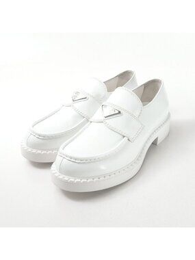 Prada Loafers 6.5 Triangle Logo Leather Shoes